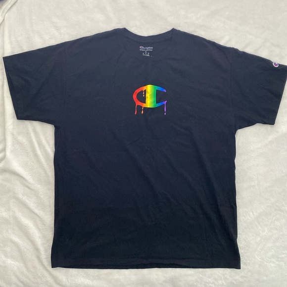 Champion Other - Champion black rainbow logo t-shirt